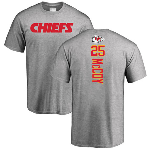 Men Kansas City Chiefs #25 McCoy LeSean Ash Backer T-Shirt->nfl t-shirts->Sports Accessory